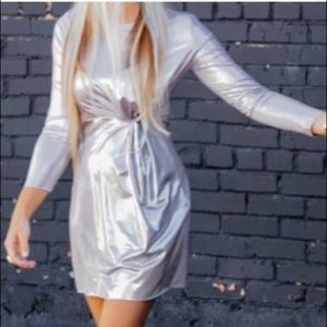 Zara silver metallic mini dress